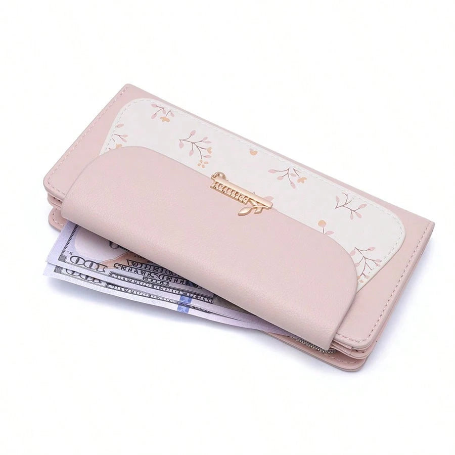 PRETTYZYS Long Leaf Metal Buckle Folding Zipper Multifunctional Wallet Fashion Printed Large Capacity Women's Wallet Clutch Purse Business Travel Valentine's Day Gift For Her For Women Wallet Purse Wa