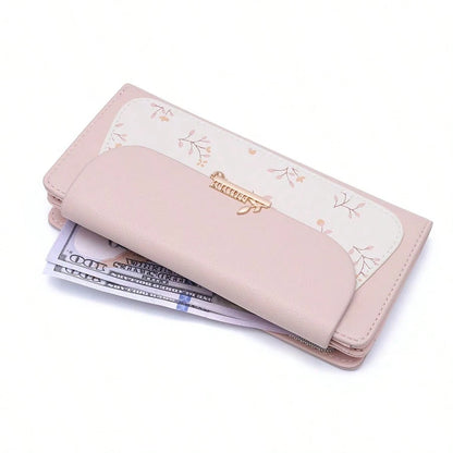 PRETTYZYS Long Leaf Metal Buckle Folding Zipper Multifunctional Wallet Fashion Printed Large Capacity Women's Wallet Clutch Purse Business Travel Valentine's Day Gift For Her For Women Wallet Purse Wa