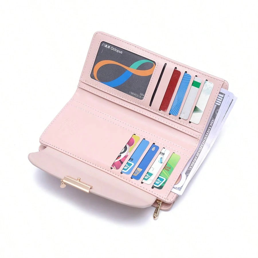 PRETTYZYS Long Leaf Metal Buckle Folding Zipper Multifunctional Wallet Fashion Printed Large Capacity Women's Wallet Clutch Purse Business Travel Valentine's Day Gift For Her For Women Wallet Purse Wa