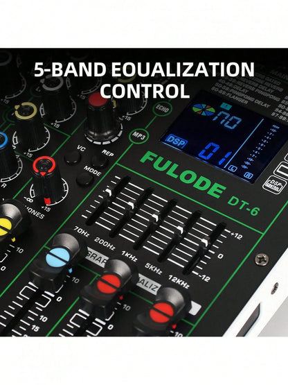 Professional DJ Audio Mixer, 4/6-Channel Sound Mixing Board With 99 DSP Effects, Wireless, 48V Phantom Power, Vocal Removal, For Live Streaming And Recording