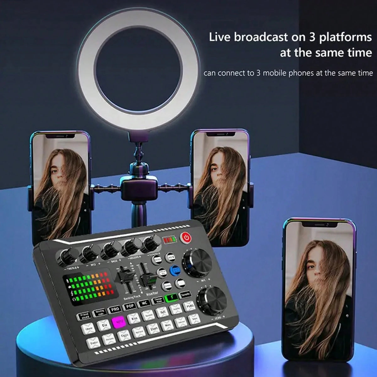 Professional Podcast DJ Equipment Bundle Kit: Live Sound Card, Audio Mixer For Console Recording, Microphone Stand – Full Music Studio Setup With 1 Mics For PC, Phone Gaming & Karaoke Streaming And Co