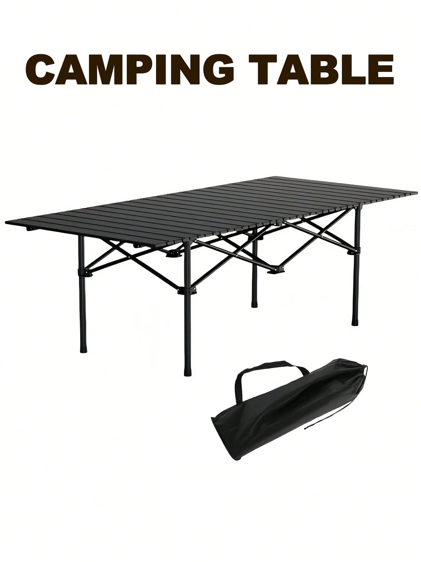 Protable Camping Table With Aluminum Table Top, Stable Structure Outdoor Folding Table, Beach Foldable Table, Quickly Unfold Picnic Table, Camping Essentials, Great For Camping, Tailgating, Grilling