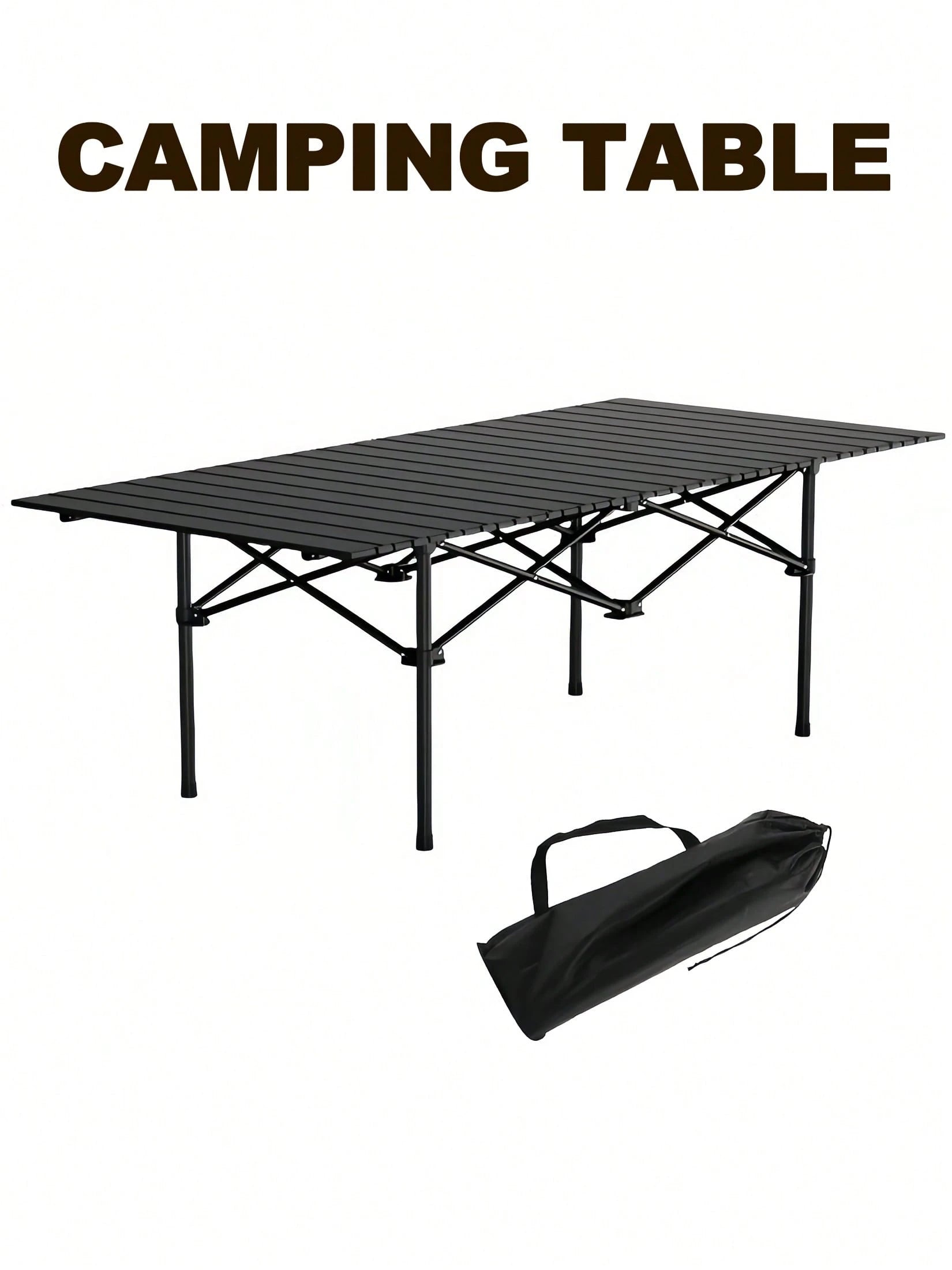 Protable Camping Table With Aluminum Table Top, Stable Structure Outdoor Folding Table, Beach Foldable Table, Quickly Unfold Picnic Table, Camping Essentials, Great For Camping, Tailgating, Grilling