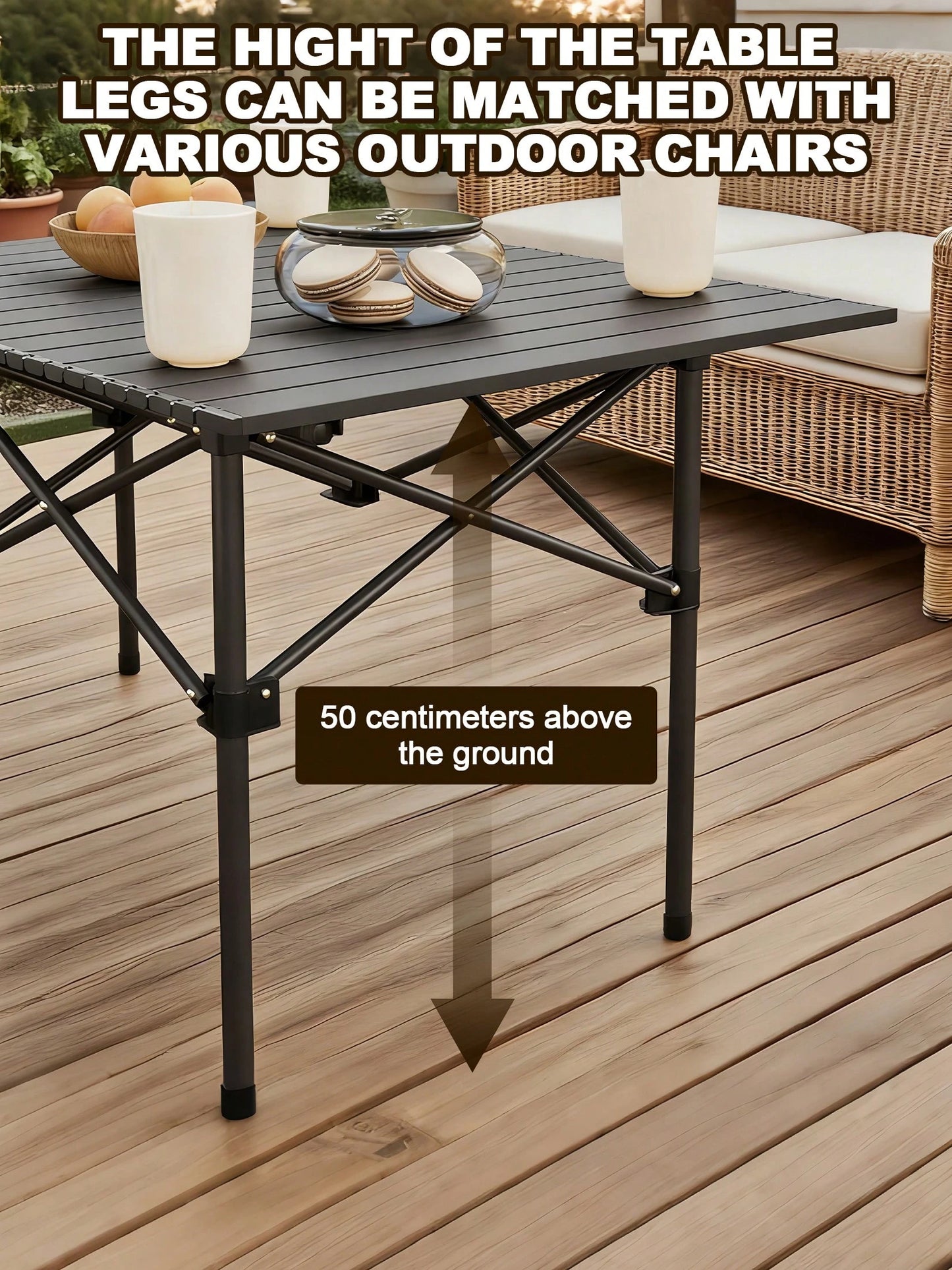 Protable Camping Table With Aluminum Table Top, Stable Structure Outdoor Folding Table, Beach Foldable Table, Quickly Unfold Picnic Table, Camping Essentials, Great For Camping, Tailgating, Grilling