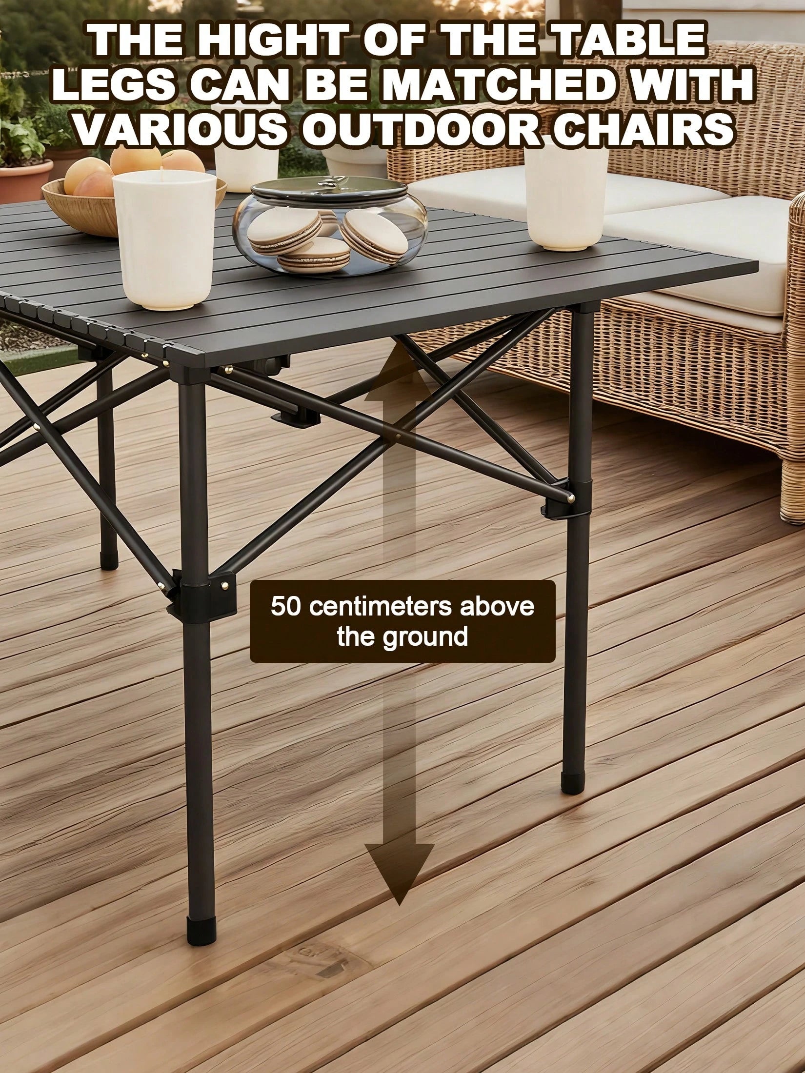 Protable Camping Table With Aluminum Table Top, Stable Structure Outdoor Folding Table, Beach Foldable Table, Quickly Unfold Picnic Table, Camping Essentials, Great For Camping, Tailgating, Grilling