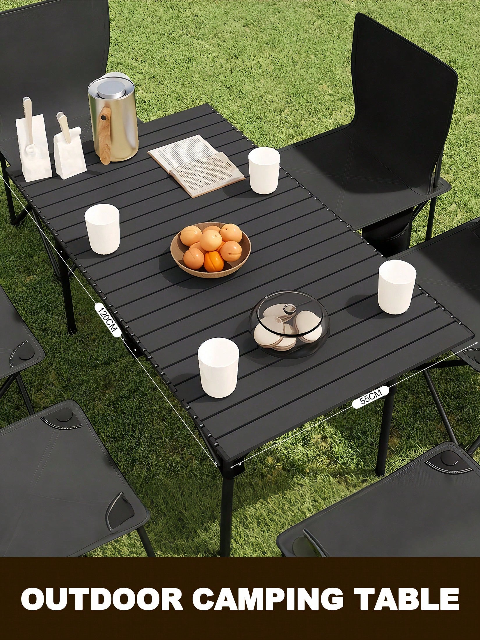 Protable Camping Table With Aluminum Table Top, Stable Structure Outdoor Folding Table, Beach Foldable Table, Quickly Unfold Picnic Table, Camping Essentials, Great For Camping, Tailgating, Grilling