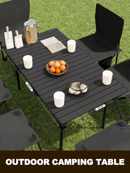 Protable Camping Table With Aluminum Table Top, Stable Structure Outdoor Folding Table, Beach Foldable Table, Quickly Unfold Picnic Table, Camping Essentials, Great For Camping, Tailgating, Grilling
