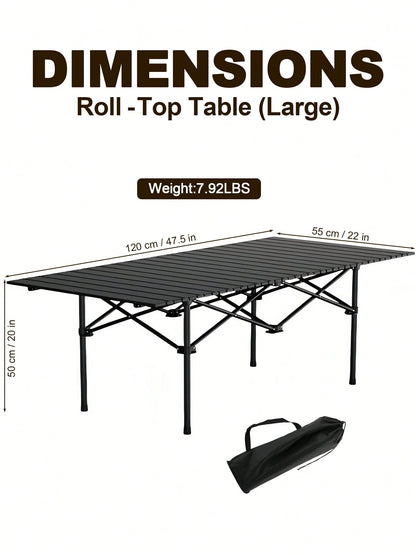 Protable Camping Table With Aluminum Table Top, Stable Structure Outdoor Folding Table, Beach Foldable Table, Quickly Unfold Picnic Table, Camping Essentials, Great For Camping, Tailgating, Grilling