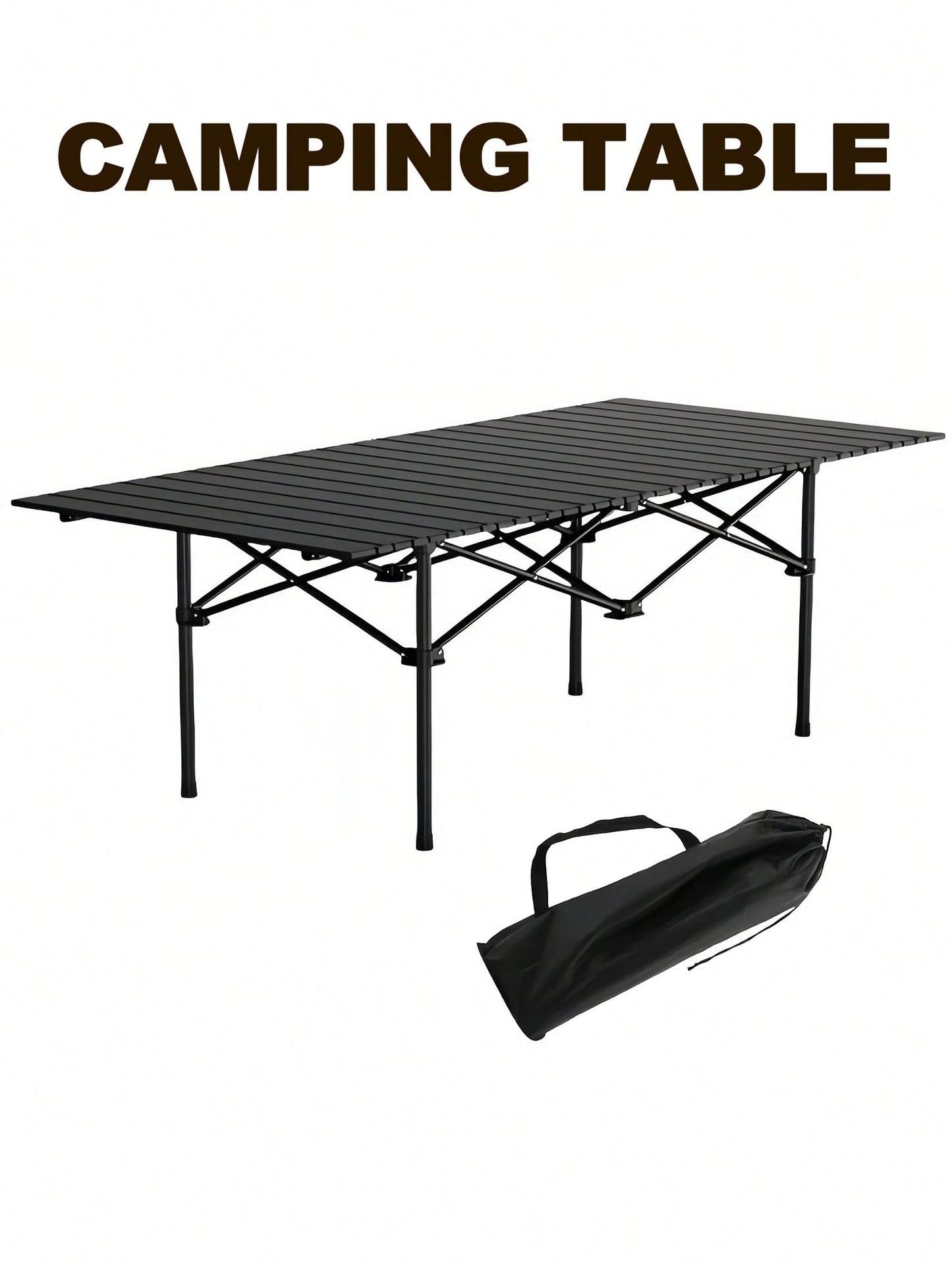 Protable Camping Table With Aluminum Table Top, Stable Structure Outdoor Folding Table, Beach Foldable Table, Quickly Unfold Picnic Table, Camping Essentials, Great For Camping, Tailgating, Grilling