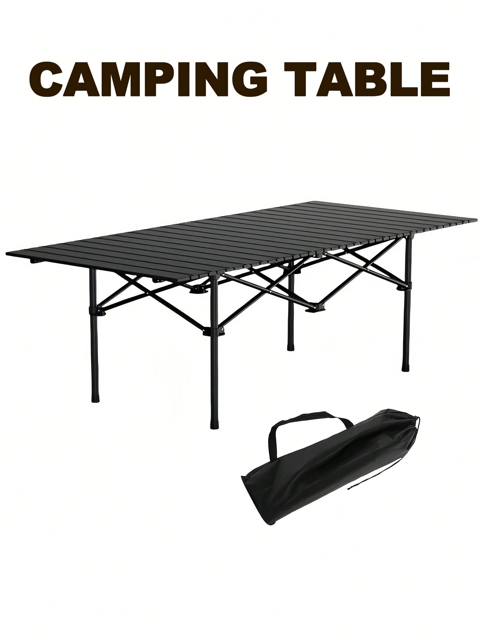 Protable Camping Table With Aluminum Table Top, Stable Structure Outdoor Folding Table, Beach Foldable Table, Quickly Unfold Picnic Table, Camping Essentials, Great For Camping, Tailgating, Grilling