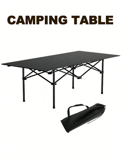 Protable Camping Table With Aluminum Table Top, Stable Structure Outdoor Folding Table, Beach Foldable Table, Quickly Unfold Picnic Table, Camping Essentials, Great For Camping, Tailgating, Grilling