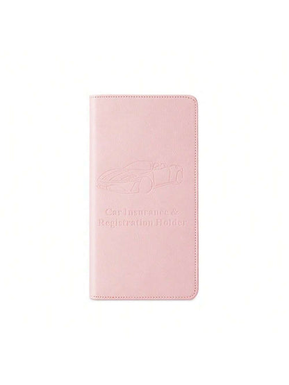 PU Leather Car Registration & Insurance Card Holder, Car Registration & Insurance Card Holder, Car Document Storage Box Glove Box Organizer Car Insurance Folder, Unisex Car Glove Box Organizer- Pink