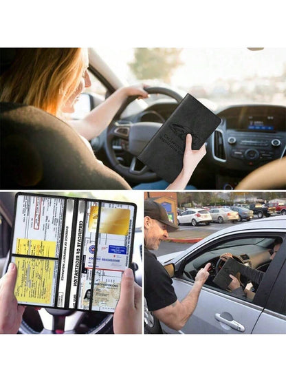 PU Leather Car Registration & Insurance Card Holder, Car Registration & Insurance Card Holder, Car Document Storage Box Glove Box Organizer Car Insurance Folder, Unisex Car Glove Box Organizer- Pink
