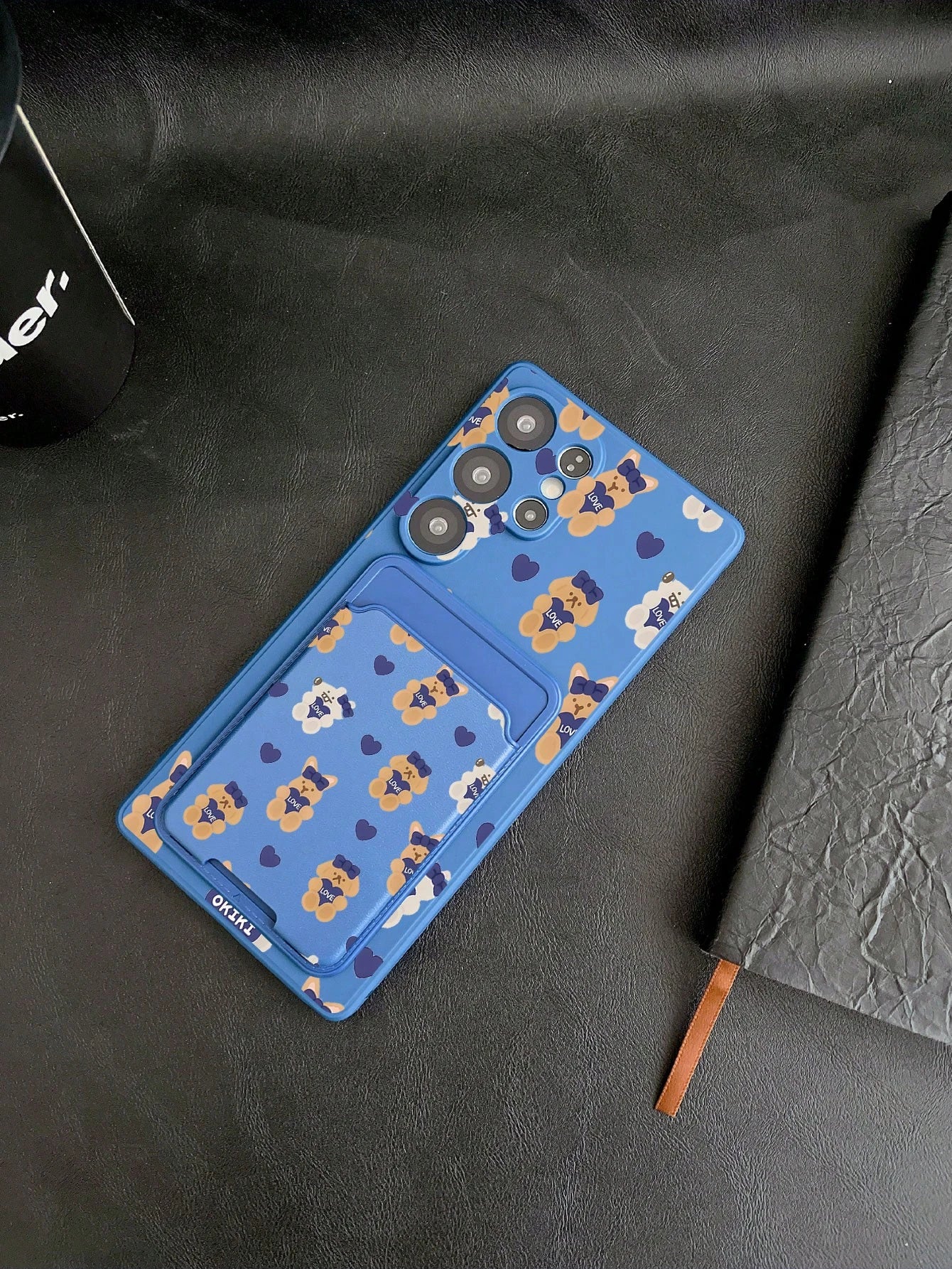 #Pure Android Series#1pc Blue TPU Blue Bow LOVE Rabbit Pattern Full Coverage Shockproof Phone Case And 1pc Blue Bow LOVE Rabbit Pattern Blue Adhesive Card Holder New 2-In-1, Full Coverage Protection D
