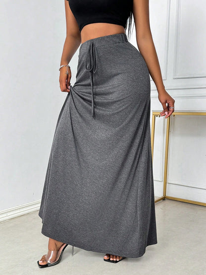 Rafferiza Women's Solid Color Simple Daily Wear Skirt Fall