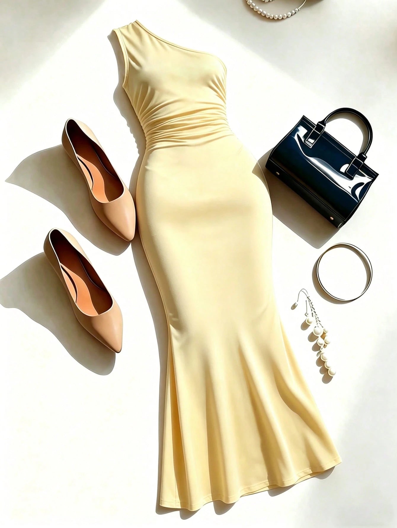 Rafferiza Women's Solid Color Sleeveless Metal Decor Elegant Dress
