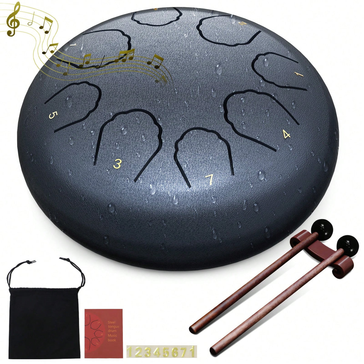 Rain Drum For Outside Garden, 6 Inches 8 Notes Steel Tongue Drum Rain Chime, Chakra Drum For Rain, Rain Drum For Outside Garden When It Rains, Drumsticks Adults Gift Sound Healing