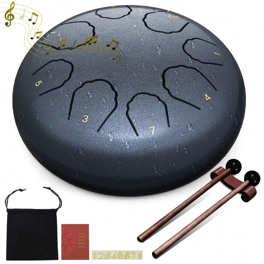 Rain Drum For Outside Garden, 6 Inches 8 Notes Steel Tongue Drum Rain Chime, Chakra Drum For Rain, Rain Drum For Outside Garden When It Rains, Drumsticks Adults Gift Sound Healing