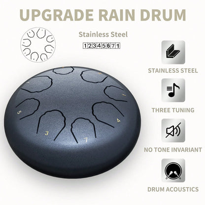 Rain Drum For Outside Garden, 6 Inches 8 Notes Steel Tongue Drum Rain Chime, Chakra Drum For Rain, Rain Drum For Outside Garden When It Rains, Drumsticks Adults Gift Sound Healing