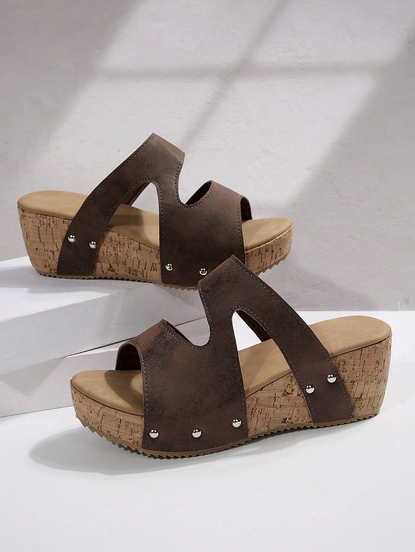 RALSWNAY Women's Fashion Thick-Sole High Heel Open Toe Sandals, Summer Sandals, Plus Size Women's Wedge Peep Toe Sandals, Beach Slippers