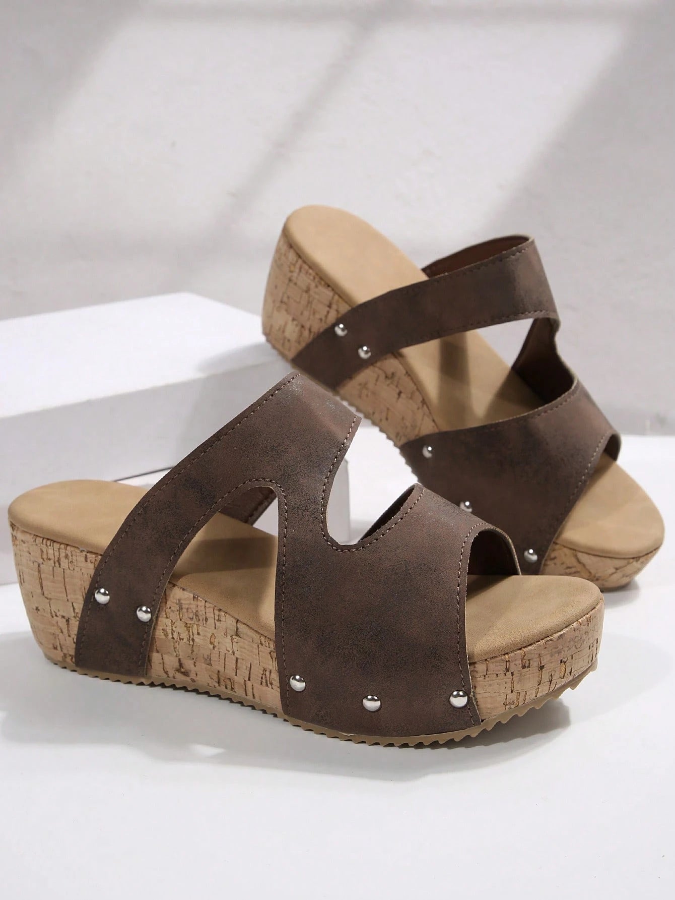 RALSWNAY Women's Fashion Thick-Sole High Heel Open Toe Sandals, Summer Sandals, Plus Size Women's Wedge Peep Toe Sandals, Beach Slippers