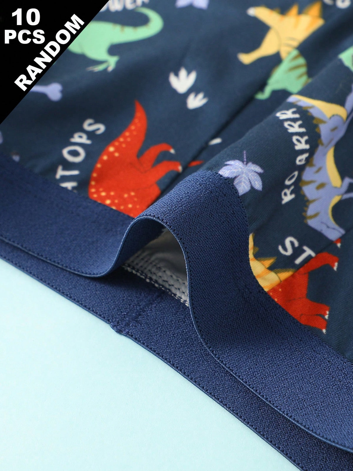 Random 10 Piece Big Kids Black And White Leopard Print Black Butter Yellow Aqua Blue Light Pink Baby Blue Boxer Briefs Underwear For Boys Sleep
