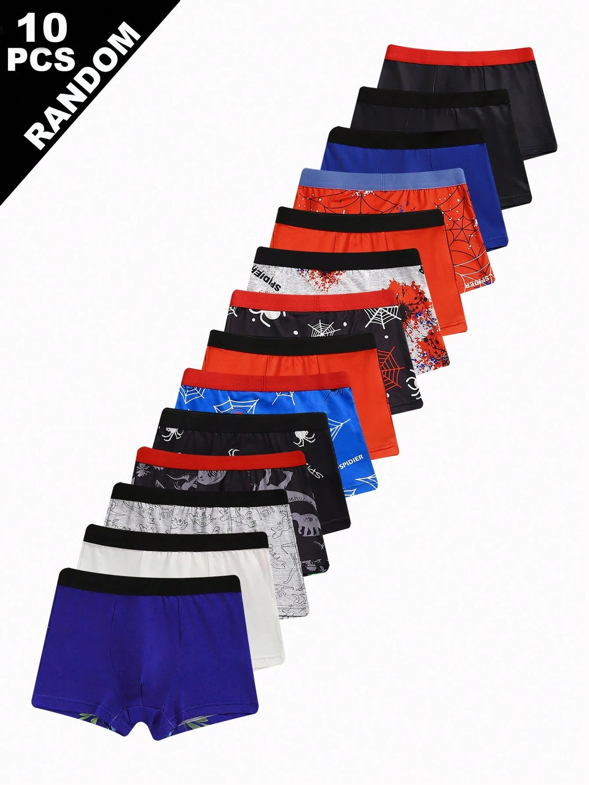 Random 10 Piece Big Kids Black And White Leopard Print Black Butter Yellow Aqua Blue Light Pink Baby Blue Boxer Briefs Underwear For Boys Sleep