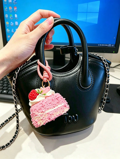 Realistic Chocolate Fruit Cake Keychain (With Strap) – Cute Cake Model Bag Charm & Keychain. Suitable For Handbags, Shoulder Bags, Totes, Backpacks, And Large Capacity Rucksacks. Perfect Charm Keychai
