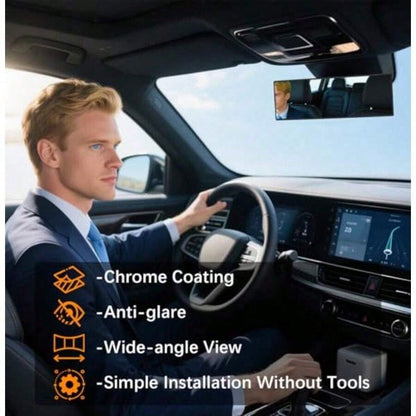Rear View Mirror Anti-Panoramic Rear Mirrors Universal 10 Inch Convex Car Interior Clip On Big Wide Angle Rearview Mirror Extender To Reduce Blind Spot Car SUV