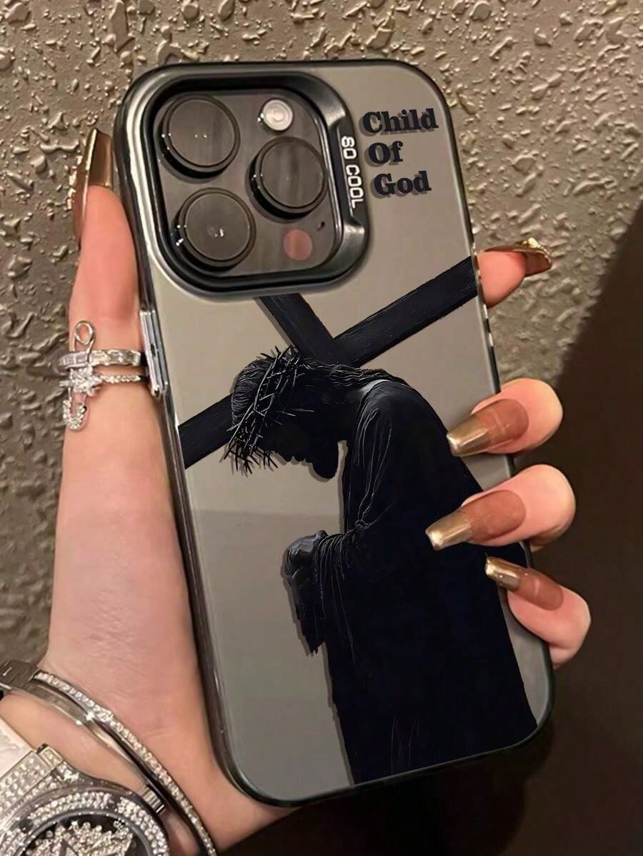 Religious 1pc Jesus, Son Of God, Pattern Independent Electroplated Button IMD Anti-Drop Phone Case Compatible With IPhone 11/13/14/15/16/13 Promax/14 Promax/15 Promax/16 Promax,Etc.