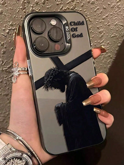 Religious 1pc Jesus, Son Of God, Pattern Independent Electroplated Button IMD Anti-Drop Phone Case Compatible With IPhone 11/13/14/15/16/13 Promax/14 Promax/15 Promax/16 Promax,Etc.