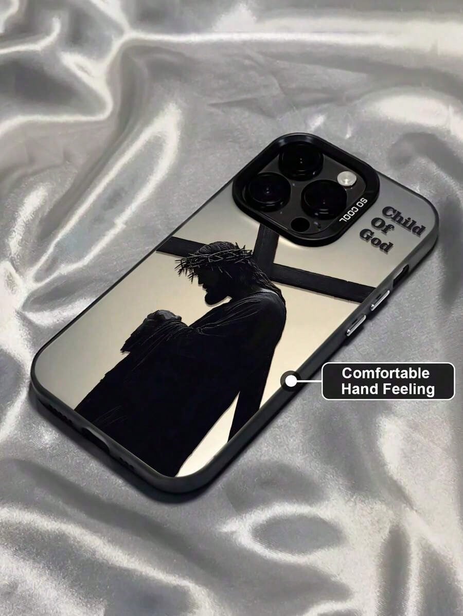 Religious 1pc Jesus, Son Of God, Pattern Independent Electroplated Button IMD Anti-Drop Phone Case Compatible With IPhone 11/13/14/15/16/13 Promax/14 Promax/15 Promax/16 Promax,Etc.