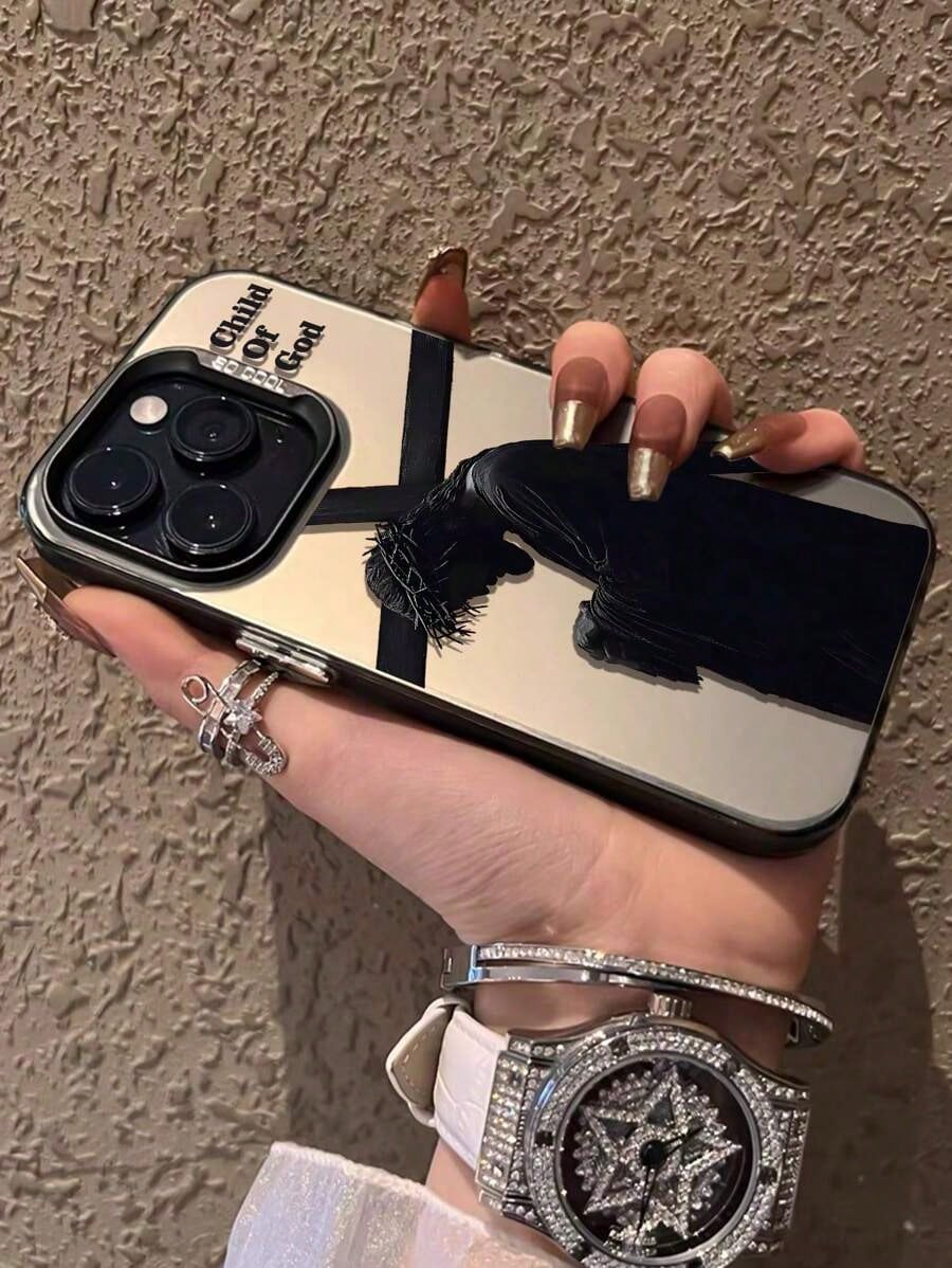 Religious 1pc Jesus, Son Of God, Pattern Independent Electroplated Button IMD Anti-Drop Phone Case Compatible With IPhone 11/13/14/15/16/13 Promax/14 Promax/15 Promax/16 Promax,Etc.