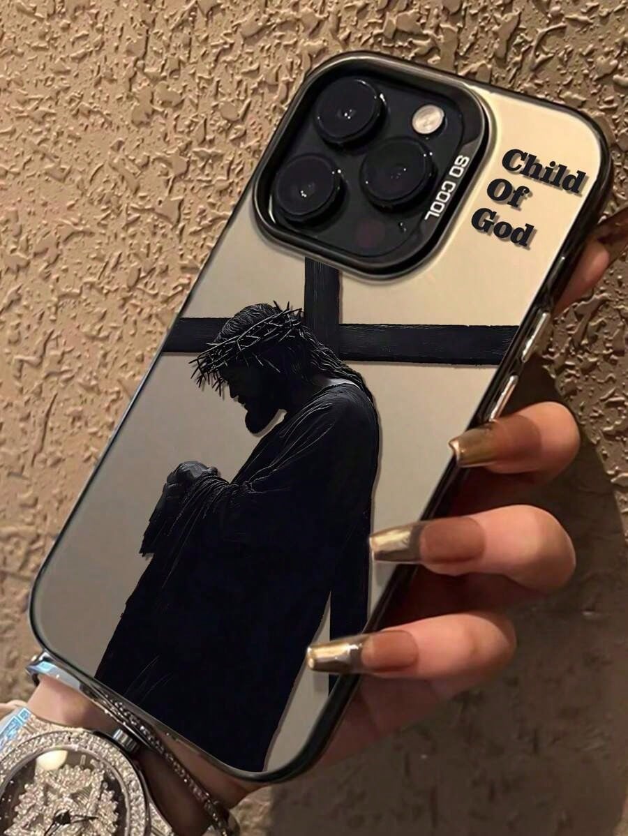 Religious 1pc Jesus, Son Of God, Pattern Independent Electroplated Button IMD Anti-Drop Phone Case Compatible With IPhone 11/13/14/15/16/13 Promax/14 Promax/15 Promax/16 Promax,Etc.