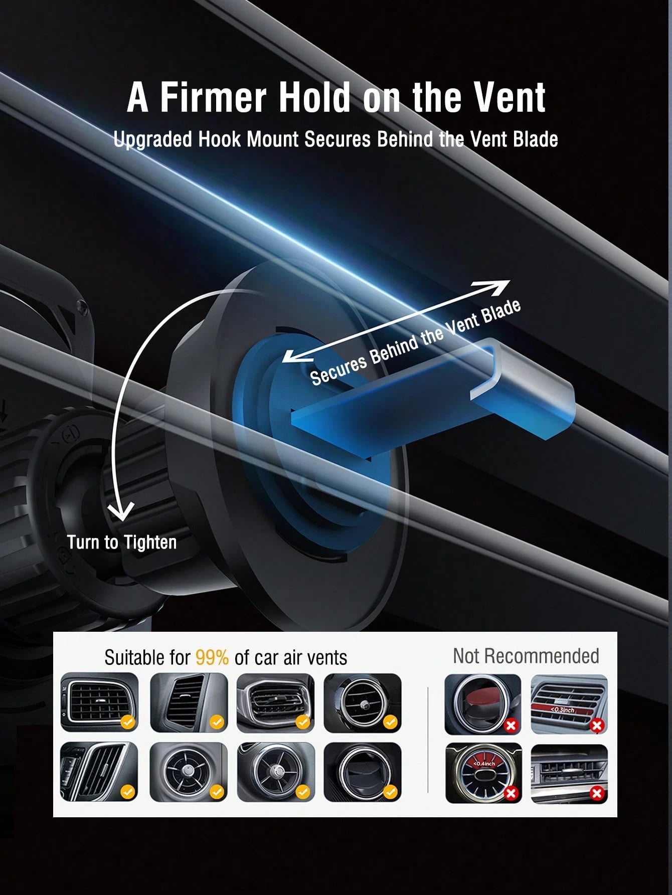 REMAX 15W Wireless Car Charger Phone Mount With Colorful Ambient Light, Infrared Auto-Open & Auto-Clamping, One-Touch 90° Rotation, Stable Vent Hook, Fits 4.0–7.2 In Phones & Cases, Car Accessories, C