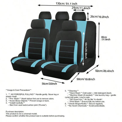 REMAX 9pcs Polyester Fabric Car Seat Covers, Compatible With Airbags, Universal Fit Seat Cushions, Car Accessories, New Design For Women