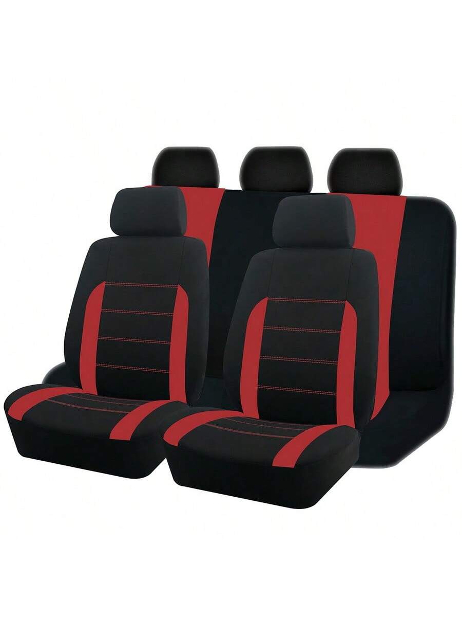 REMAX 9pcs Polyester Fabric Car Seat Covers, Compatible With Airbags, Universal Fit Seat Cushions, Car Accessories, New Design For Women