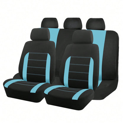 REMAX 9pcs Polyester Fabric Car Seat Covers, Compatible With Airbags, Universal Fit Seat Cushions, Car Accessories, New Design For Women