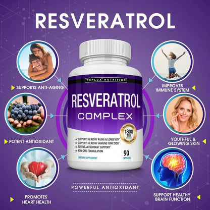 Resveratrol Supplement 1800 Mg Antioxidant Complex- Highly Potent Natural Pills