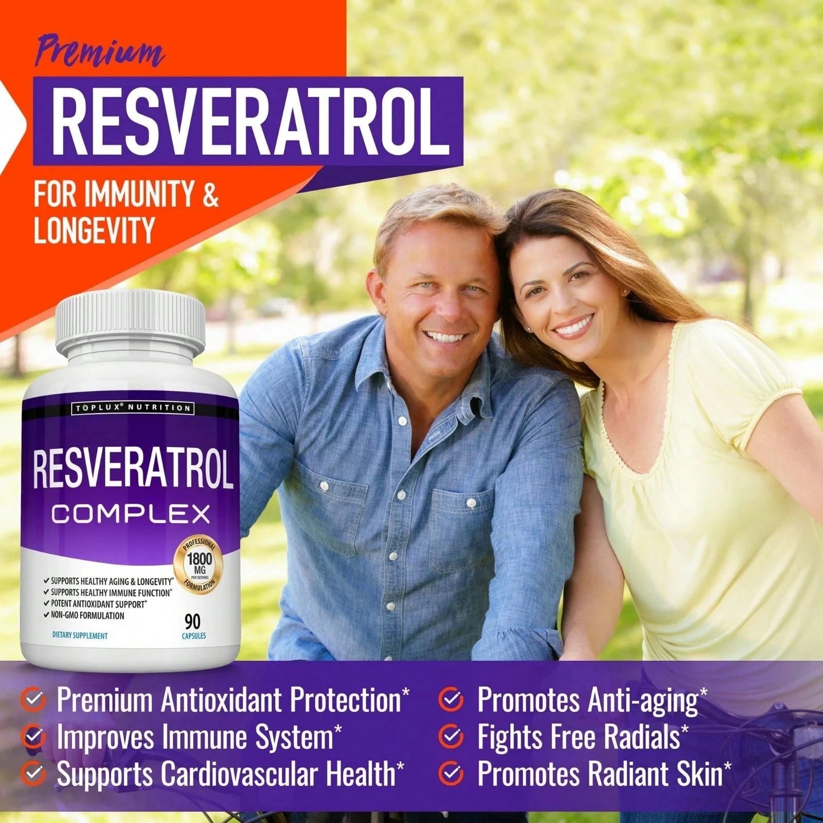 Resveratrol Supplement 1800 Mg Antioxidant Complex- Highly Potent Natural Pills