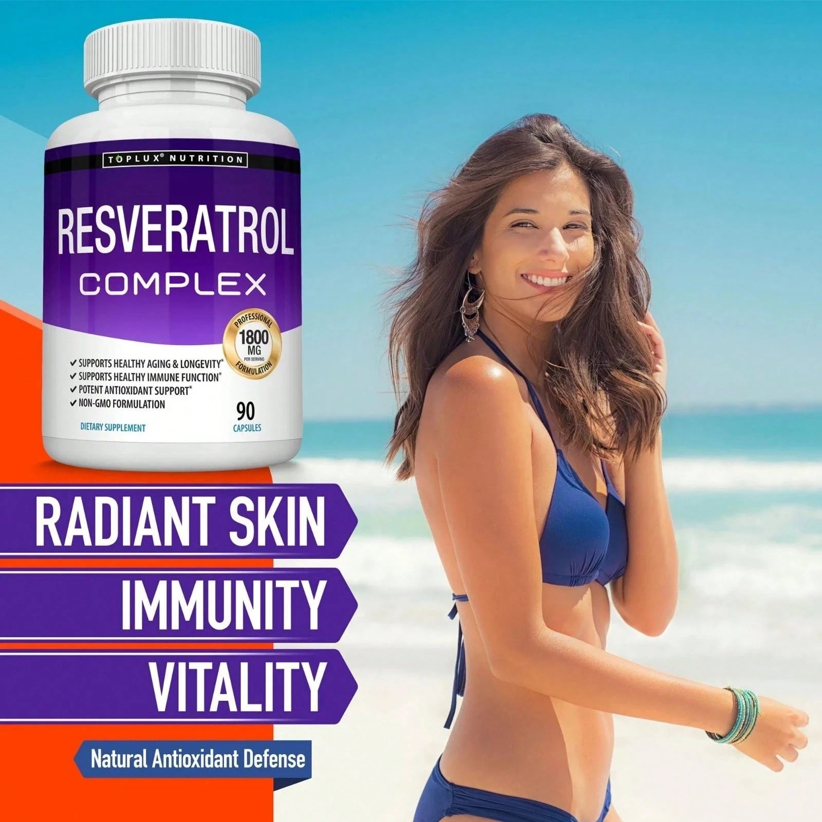 Resveratrol Supplement 1800 Mg Antioxidant Complex- Highly Potent Natural Pills