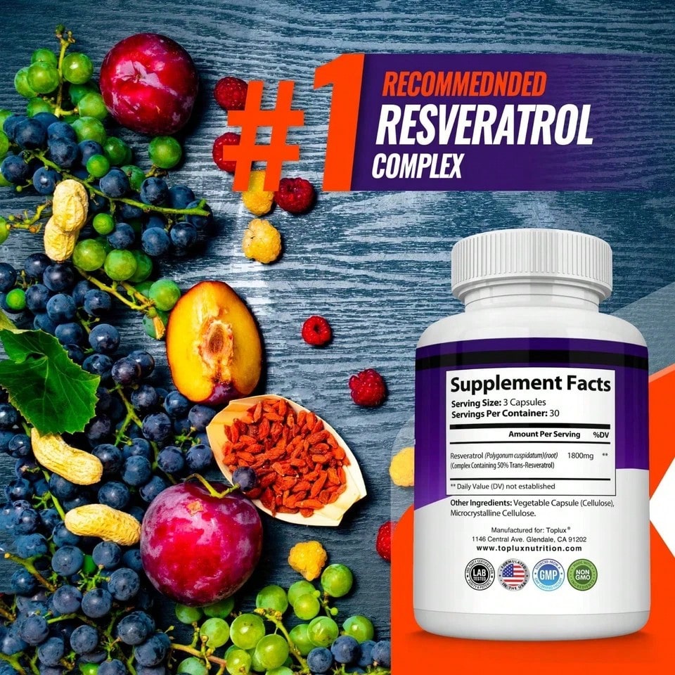 Resveratrol Supplement 1800 Mg Antioxidant Complex- Highly Potent Natural Pills