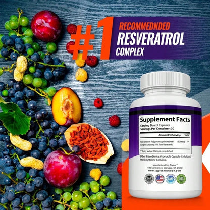 Resveratrol Supplement 1800 Mg Antioxidant Complex- Highly Potent Natural Pills