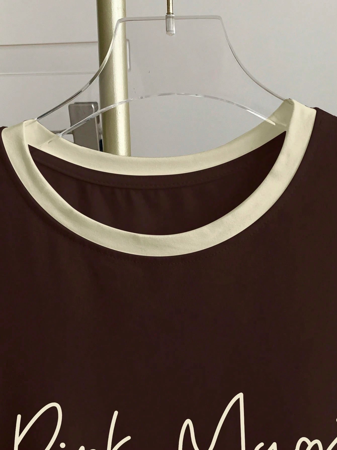 Resyla Women's Color Block Letter Print Short Sleeve Casual Round Neck T-Shirt