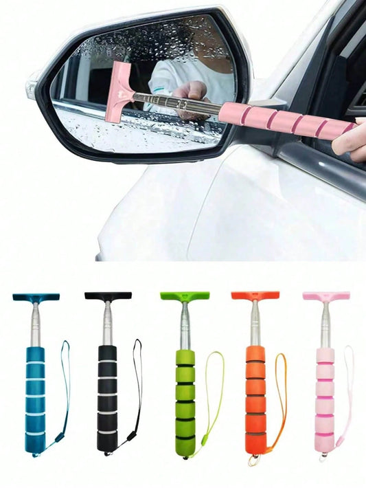 Retractable Rearview Mirror Wiper, Retractable Glass Wiper, Cleaning Tool With Retractable Handle, Portable Car Interior And Exterior Glass Cleaning Brush, Suitable For Rainy And Cloudy Days, Snow Rem