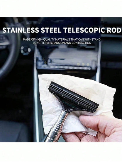 Retractable Rearview Mirror Wiper, Retractable Glass Wiper, Cleaning Tool With Retractable Handle, Portable Car Interior And Exterior Glass Cleaning Brush, Suitable For Rainy And Cloudy Days, Snow Rem