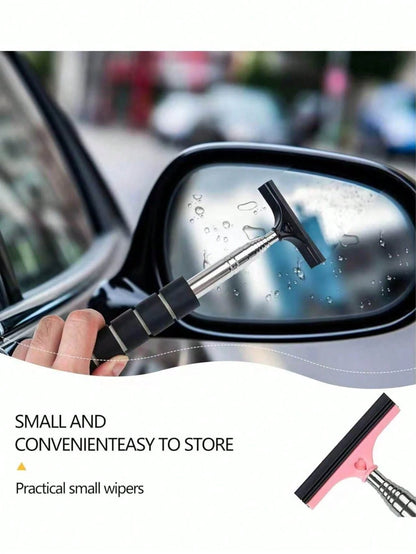 Retractable Rearview Mirror Wiper, Retractable Glass Wiper, Cleaning Tool With Retractable Handle, Portable Car Interior And Exterior Glass Cleaning Brush, Suitable For Rainy And Cloudy Days, Snow Rem