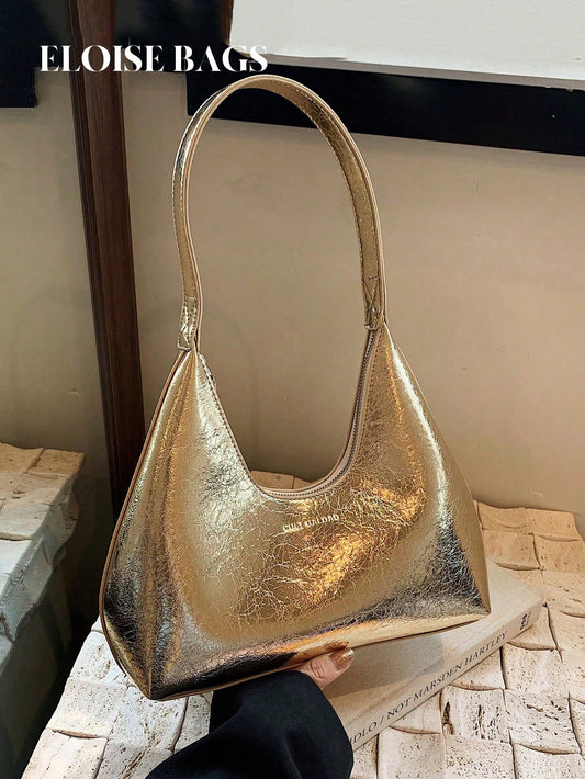 Retro Minimalist French Armpit Crescent Bag, Fashionable Elegant Versatile Shoulder Crossbody Baguette Handbag For Women