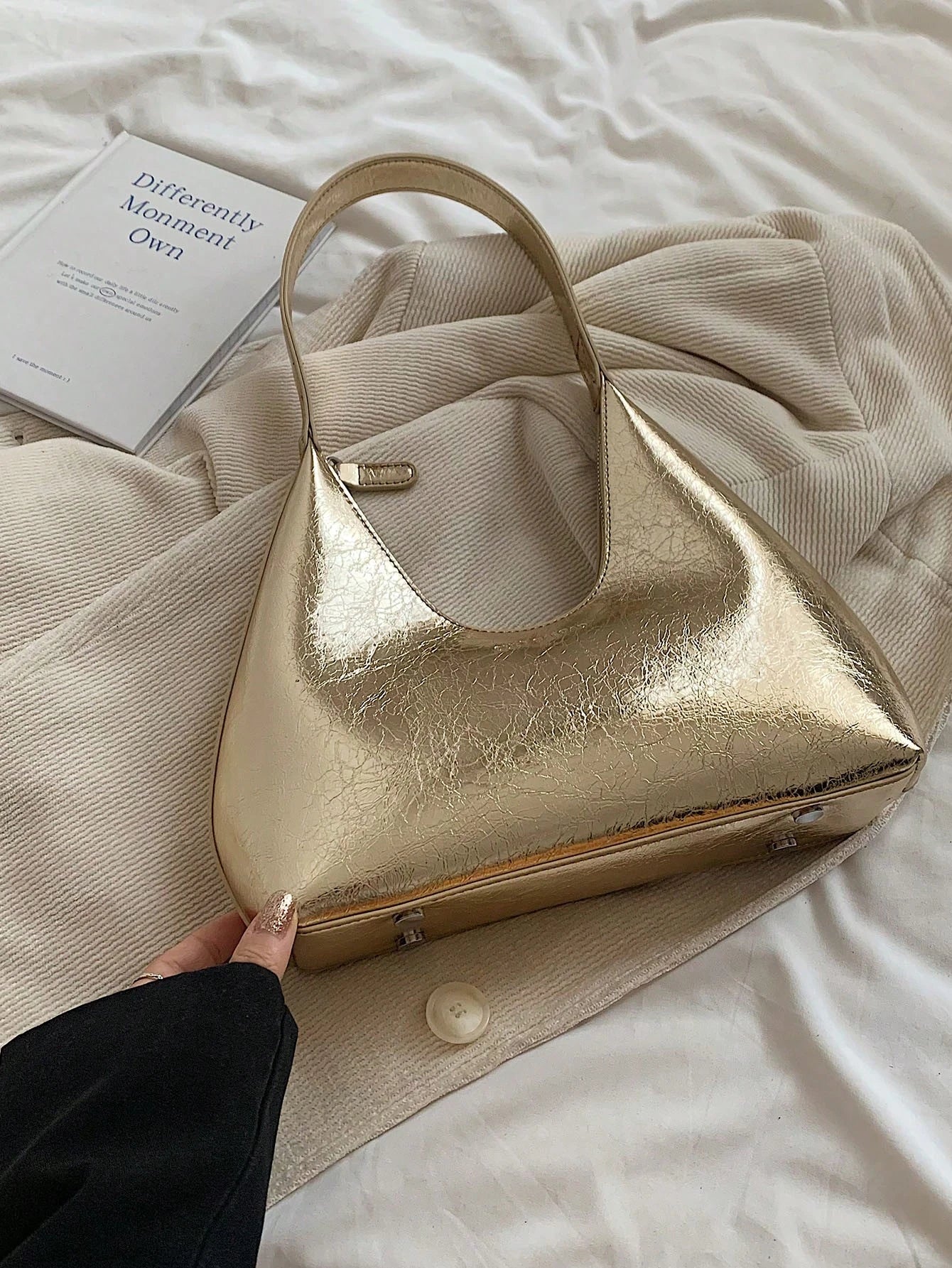 Retro Minimalist French Armpit Crescent Bag, Fashionable Elegant Versatile Shoulder Crossbody Baguette Handbag For Women