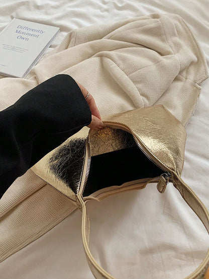Retro Minimalist French Armpit Crescent Bag, Fashionable Elegant Versatile Shoulder Crossbody Baguette Handbag For Women